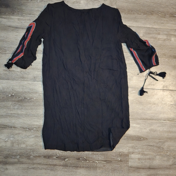 Falls Creek Black Dress 3/4 Sleeves Colorful Aztec Embroidered Li… - Picture 7 of 10